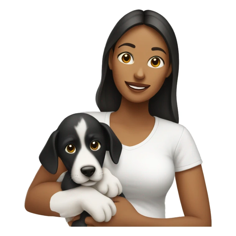 mom with baby and balck/white dog  sticker