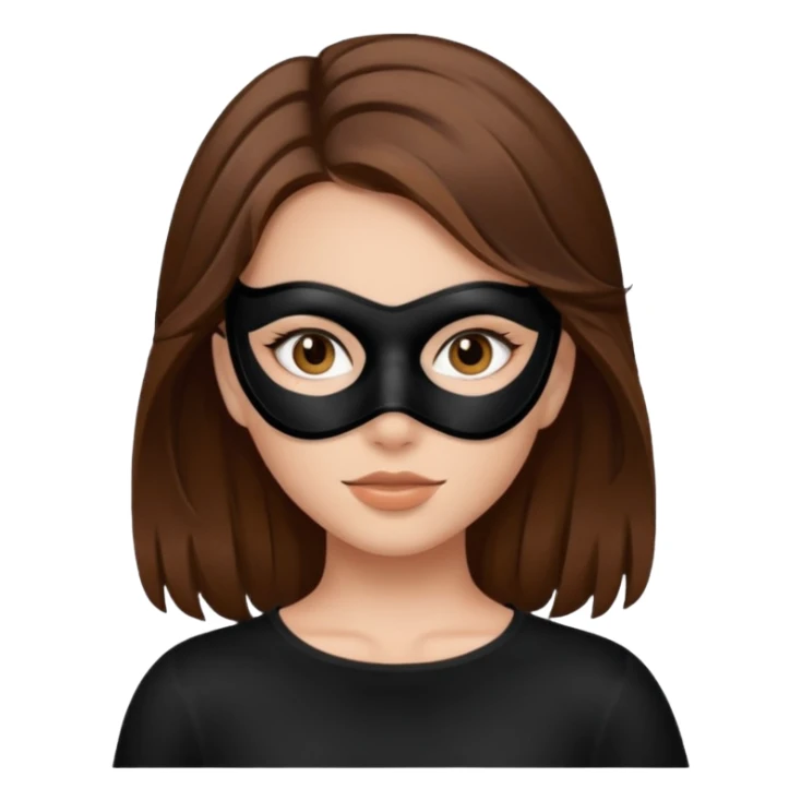 girl brown hair and black mask sticker