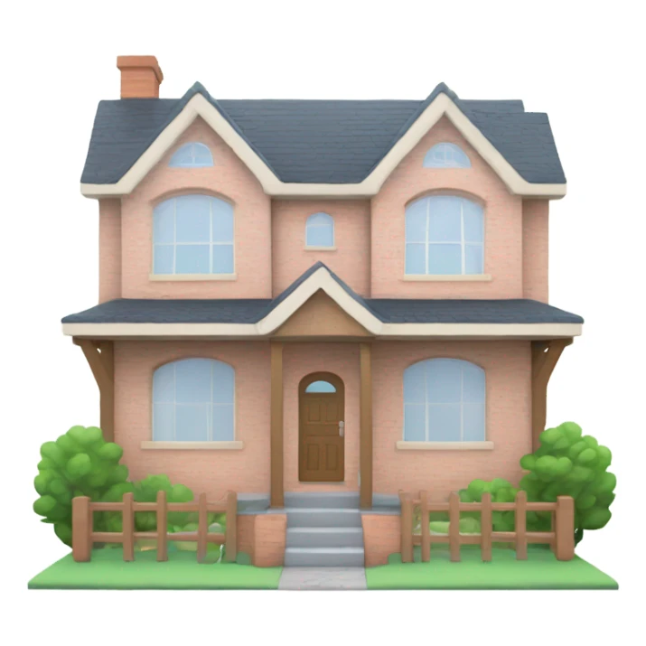 Front facing family house made from bricks and wood, give it a pretty, and cute pastel theme sticker
