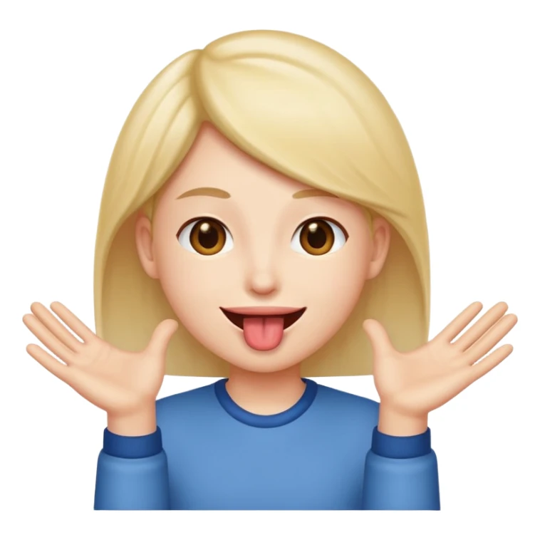 tongue out with hands to the sides  sticker