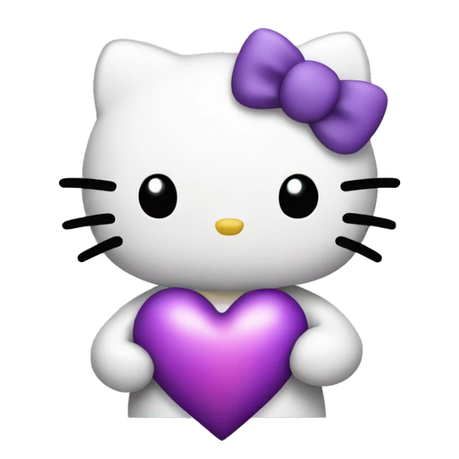 Hello kitty holding a purple heart sticker