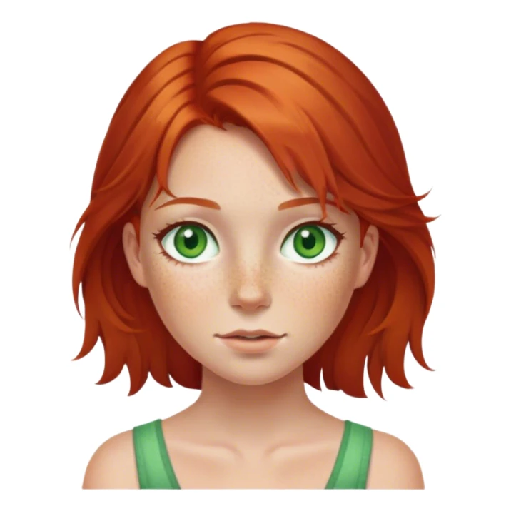 red haired girl with freckles and green eyes sticker