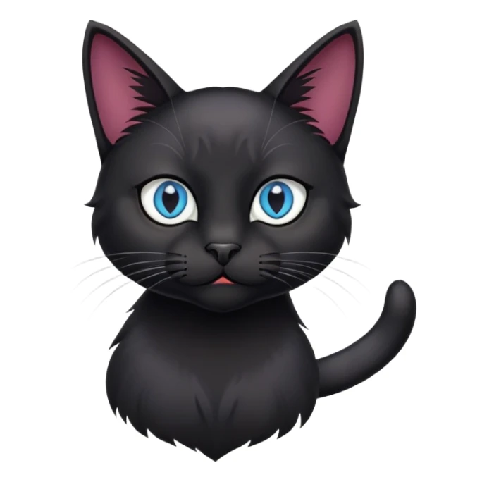 Black cat with two diffent colored eyes and a v clip in his ear sticker