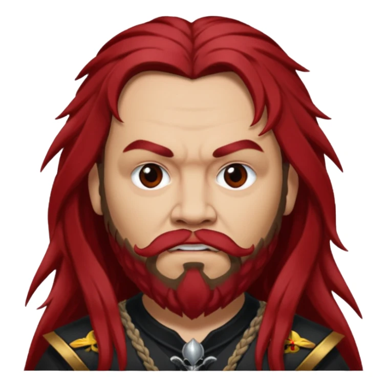 Max Cavalera with dark red long hair, light skin sticker
