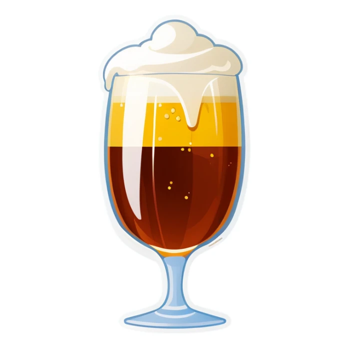 Bière dans un verre qui coule avec mousse  sticker