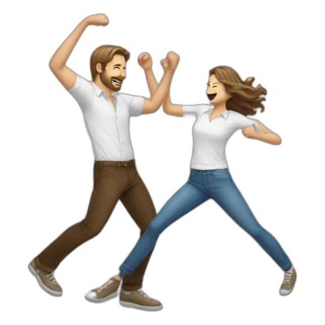 White brown hair couple man in shirt dancing rocknroll sticker