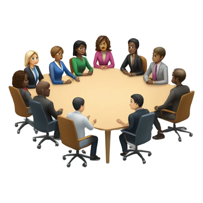 mix of races and genders board meeting sticker