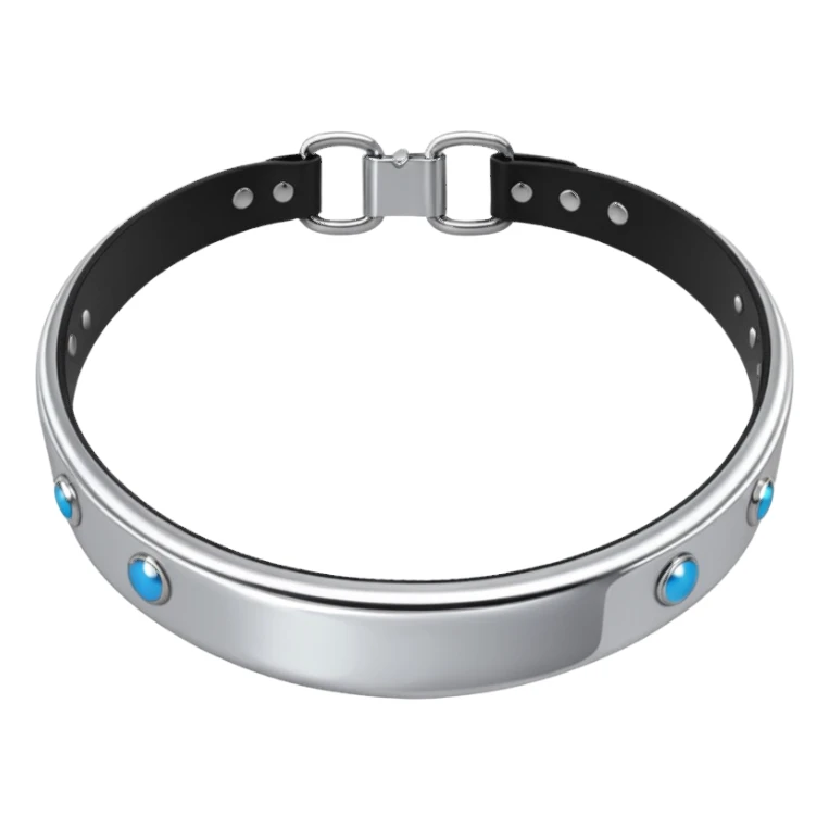 luxury fetish collar, silver chrome, smooth rounded metal, dominant erotic mood sticker