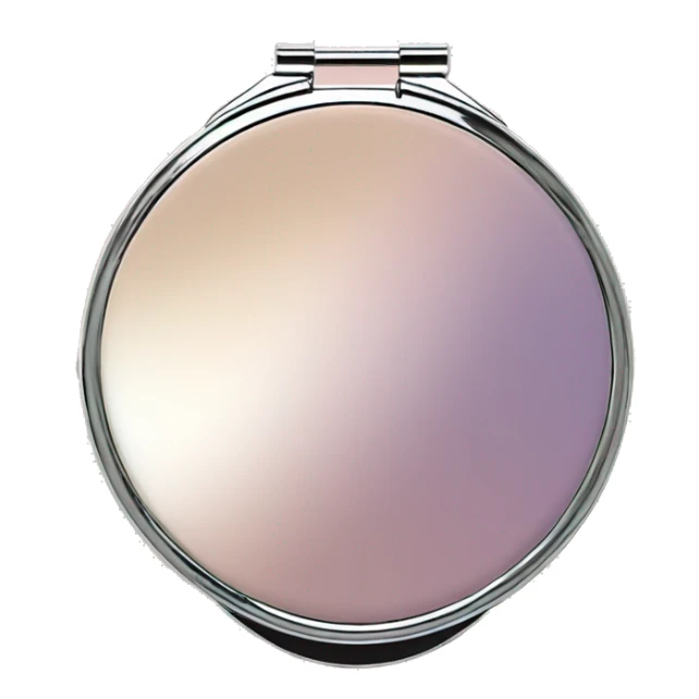 A round, elegant compact mirror with a shiny pastel or gold exterior. sticker