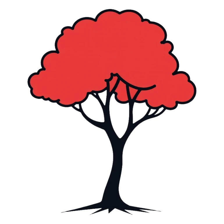 white tree with red foliage sticker