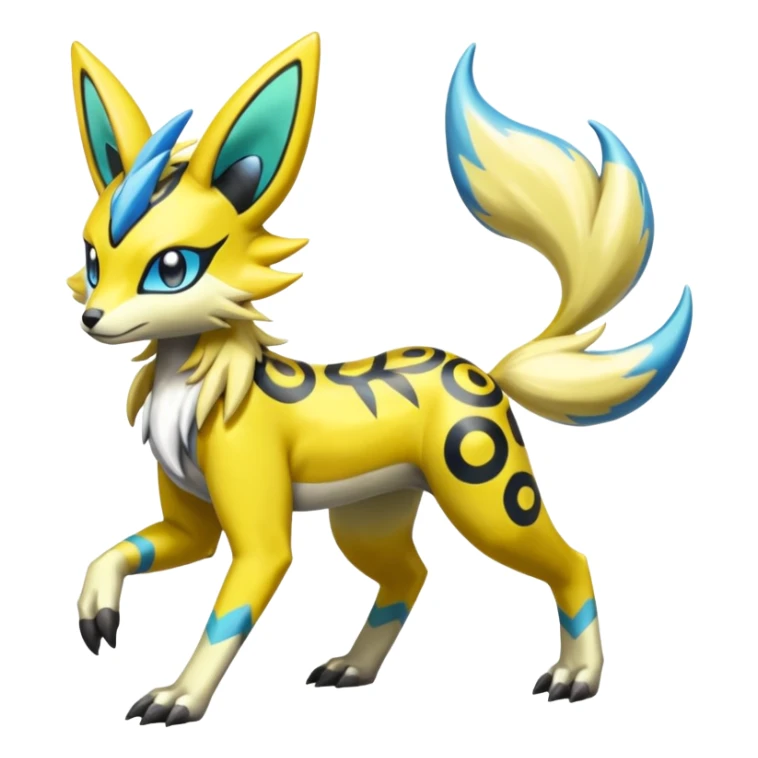 Splash-marked Colorful Patterned Exotic Meloetta-Zeraora-Lombax-Renamon-Protogen-Palkia-hybrid-fusion-Fakémon-creature, full body sticker