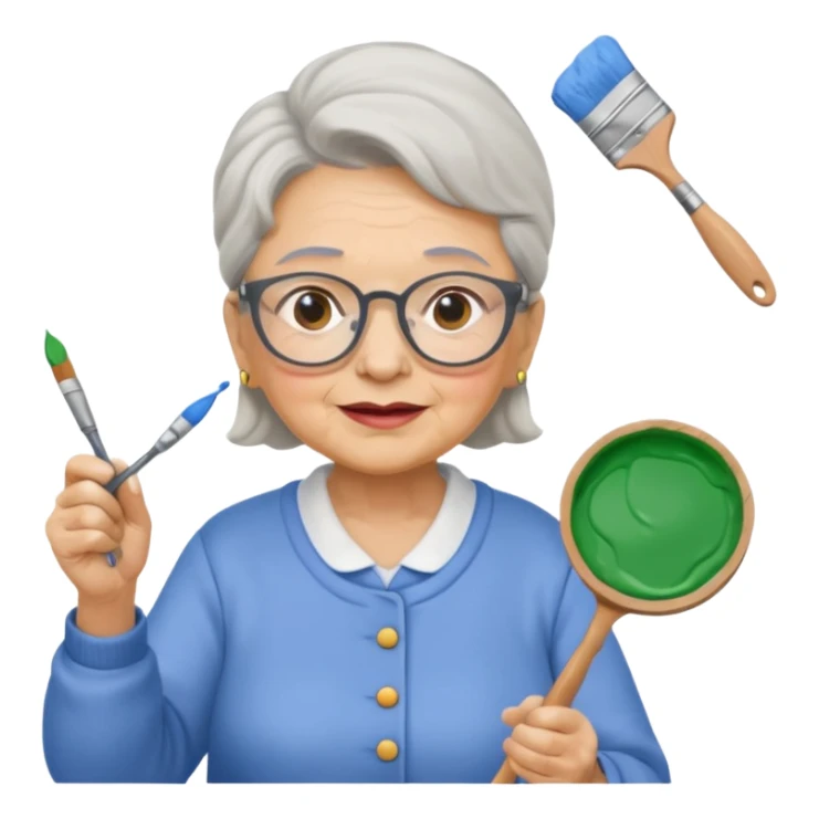 Grandma is painting an house sticker