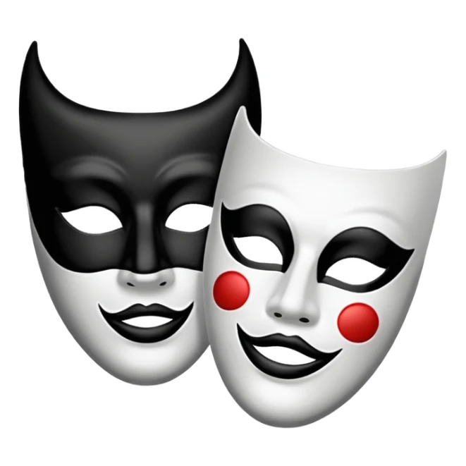 Create this emoji : 🎭 but in White and black and gray sticker