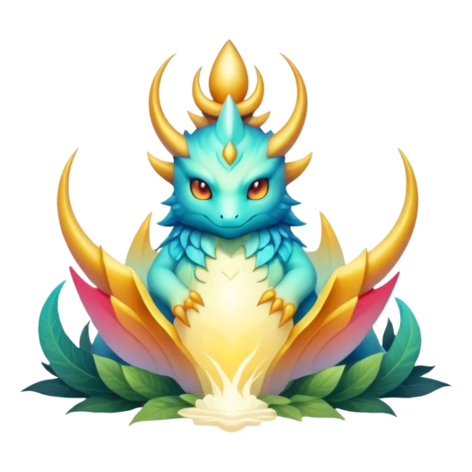 Epic divine legendary complex detailed gradients aesthetic-Fakémon-creature-scenery sticker
