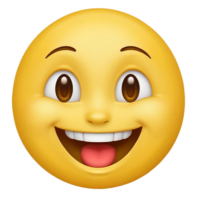 laughing emoji, yellow face, wide open mouth, smiling eyes, simple, apple style sticker