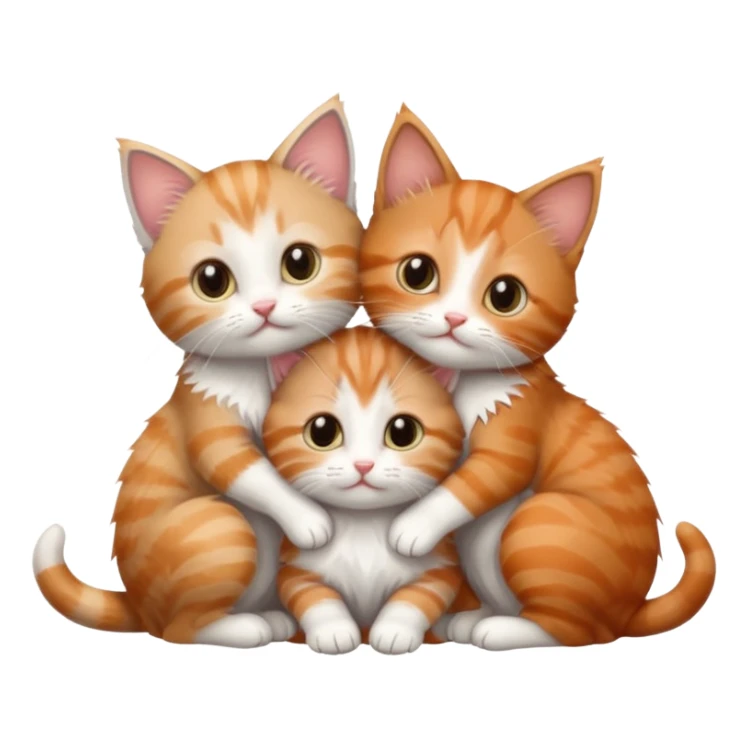 3 very small kittens cuddling together all different colours, the first one is grey and white, the second is ginger and white and the third is brown tabby and white sticker