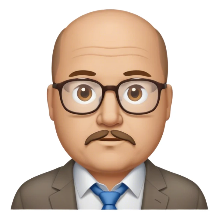 55 year old chubby brown haired balding man business casual with glasses and goatee sticker