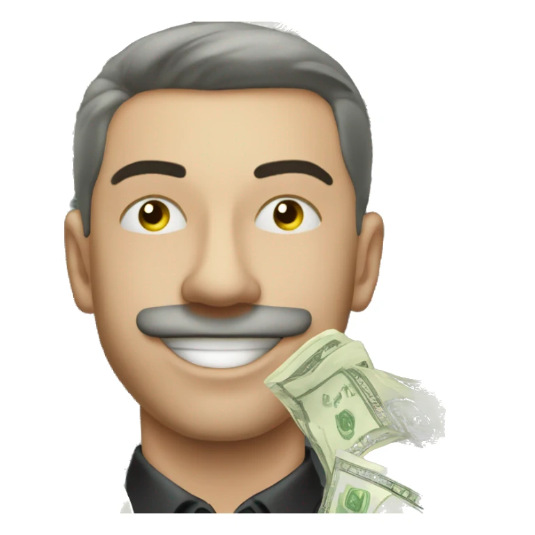rich attractive man 30 years old winking, with money sticker