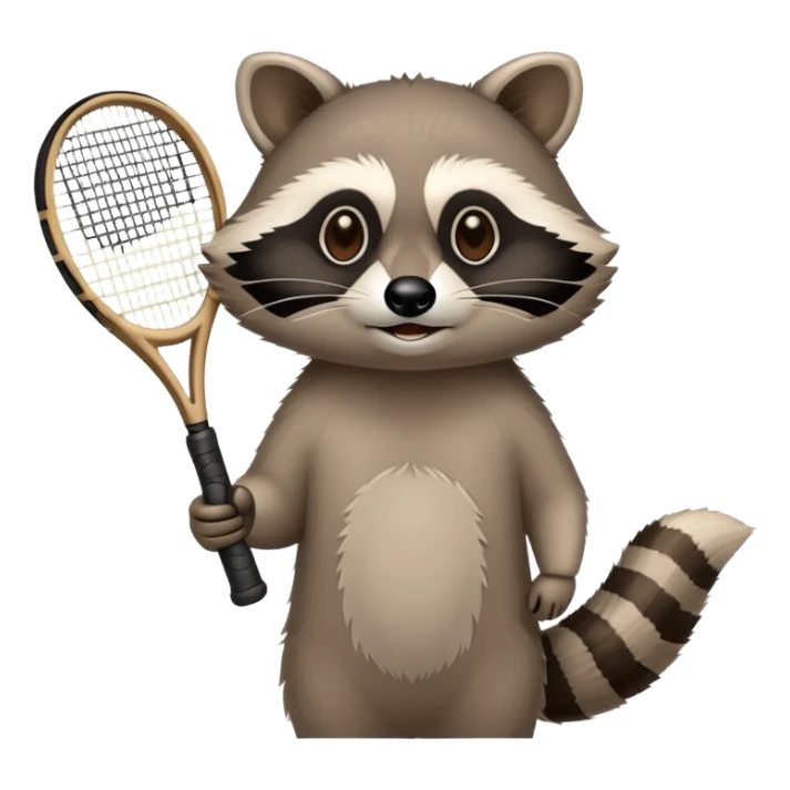 raccoon hand holding up a tennis racket sticker