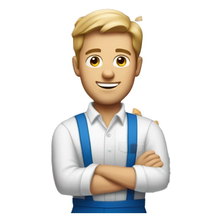 white man working at dominos pizza sticker