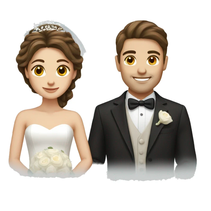 Bride and groom with brown hair and brown eyes sticker