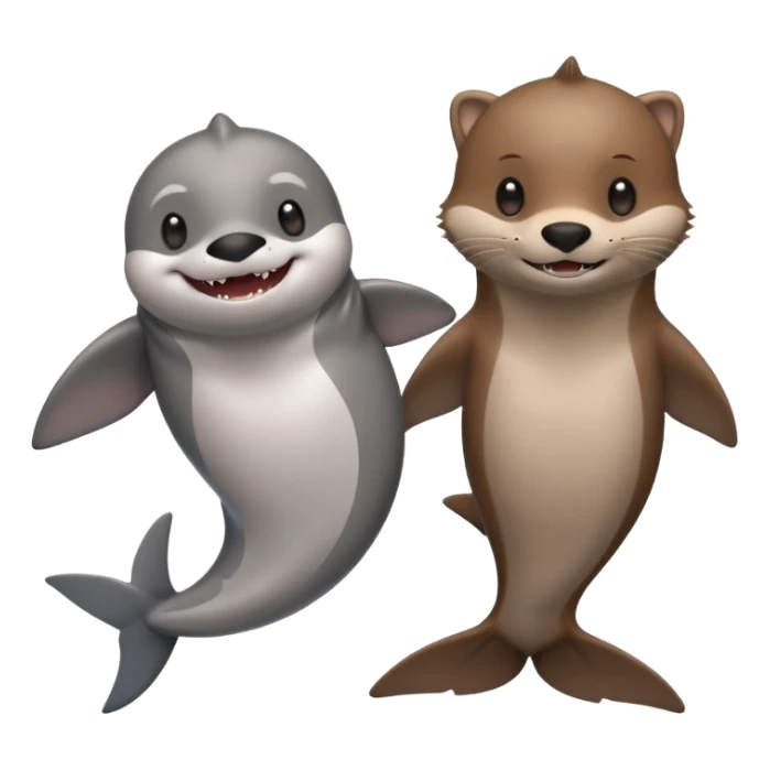 Cute shark next to a cute otter  sticker