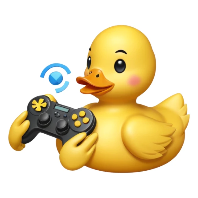 Rubber ducky playing first person shooter game sticker