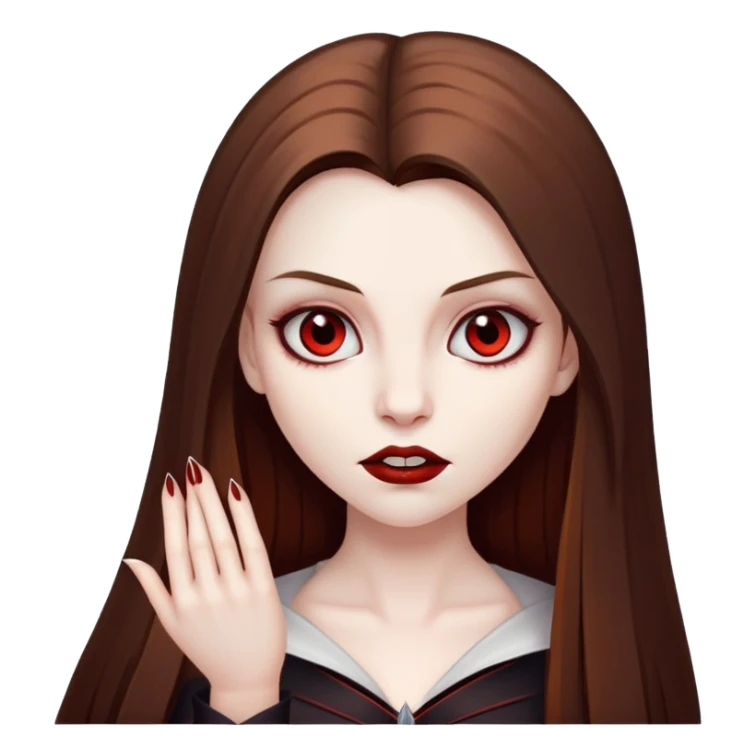 girl with long straight brown hair pale vampire 🧛🏻‍♀️ sticker