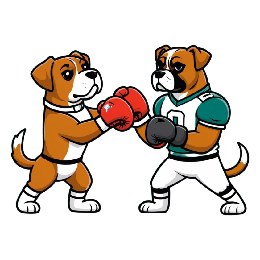 Dogs boxing with Philadelphia eagles quarterback  sticker