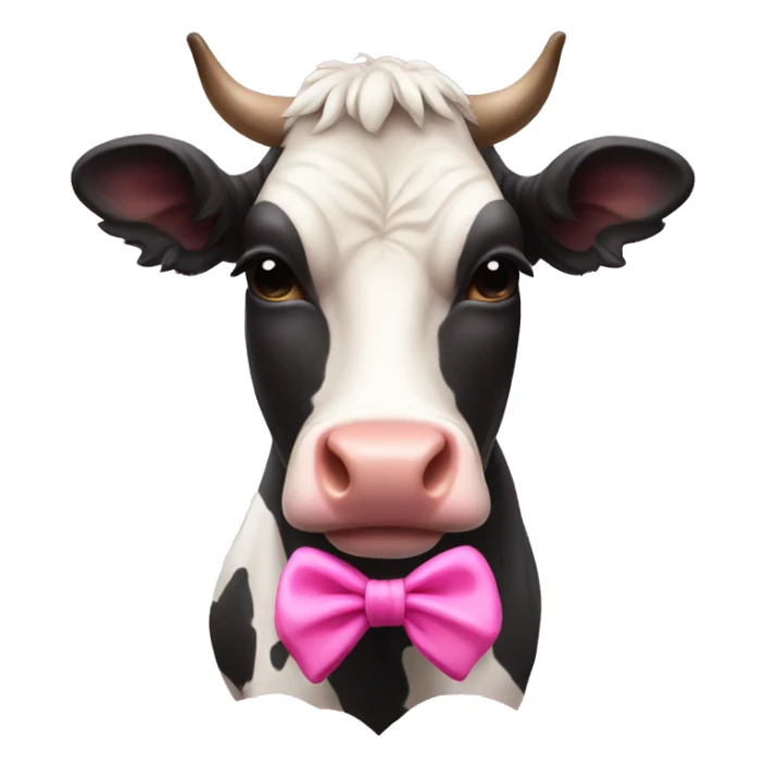 cow with pink aesthetic bow sticker