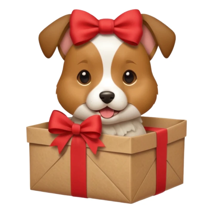 Dog in wrapped paper new yaer sticker