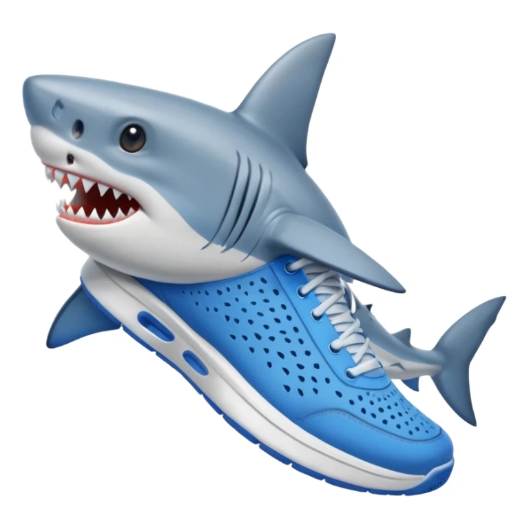A shark with 2 tenis shoes blues sticker