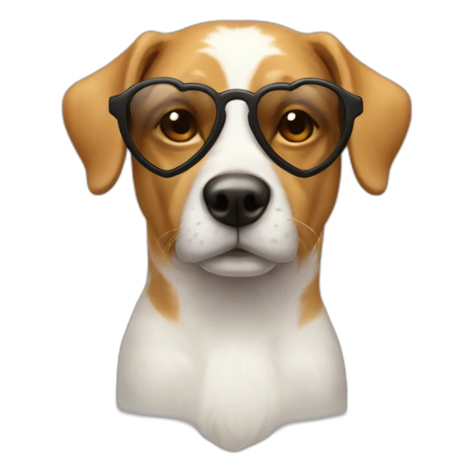 Un chien avec des lunettes de soleil en forme de cœur  sticker