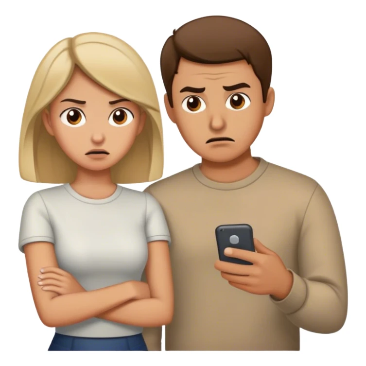 Guy whos girlfriend is messaging and trying to start an argument sticker