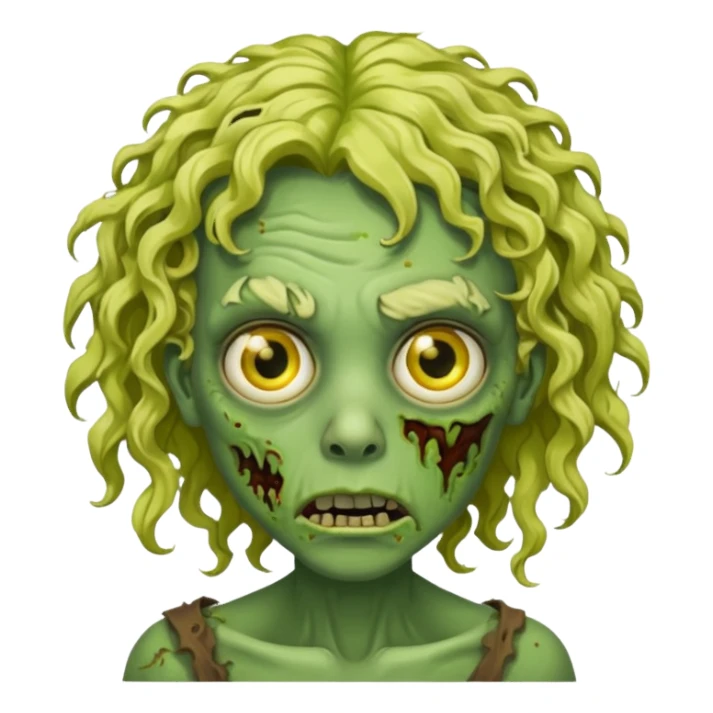 Uma zumbi verde de cabelo loiro cacheado  sticker