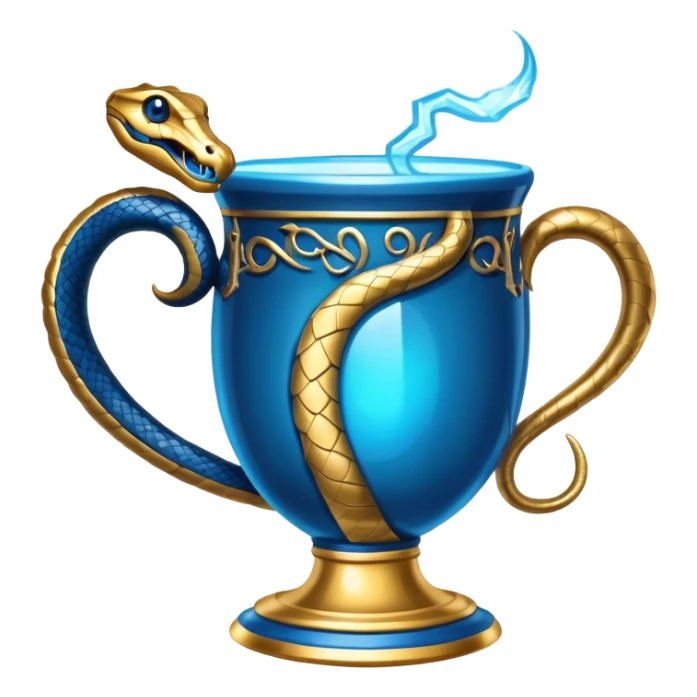 Triwizard Cup from Harry Potter with detailed snake-shaped handles, glowing blue sticker