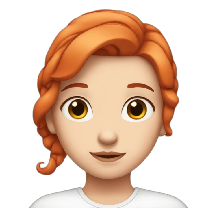 A shy white girl with red hair and alot of heart sticker