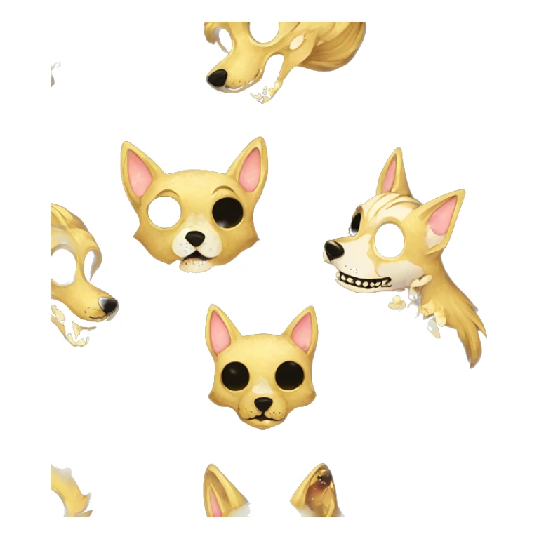 Black iridescent dog fox zombie skeleton gold mechanical nebula galaxy stars flowers fairy lights vintage sticker