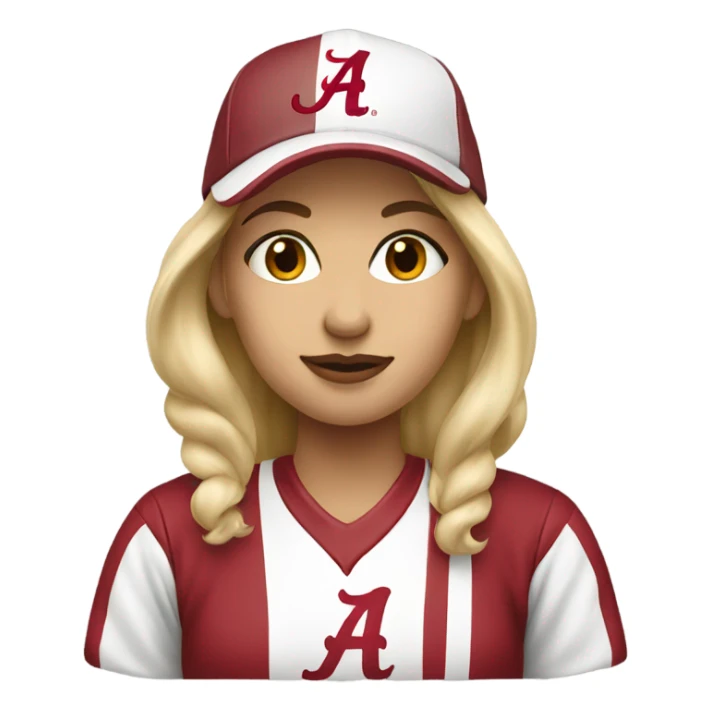 Blonde women wearing Alabama sweatshirt and hat  sticker