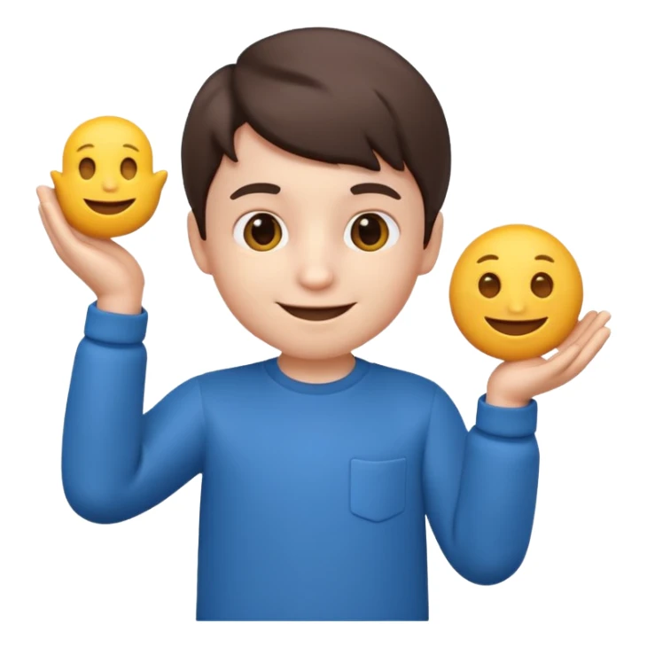 3D imoji of  The little boy who is a magic designer, he is a graphic designer, he should not be holding anything sticker
