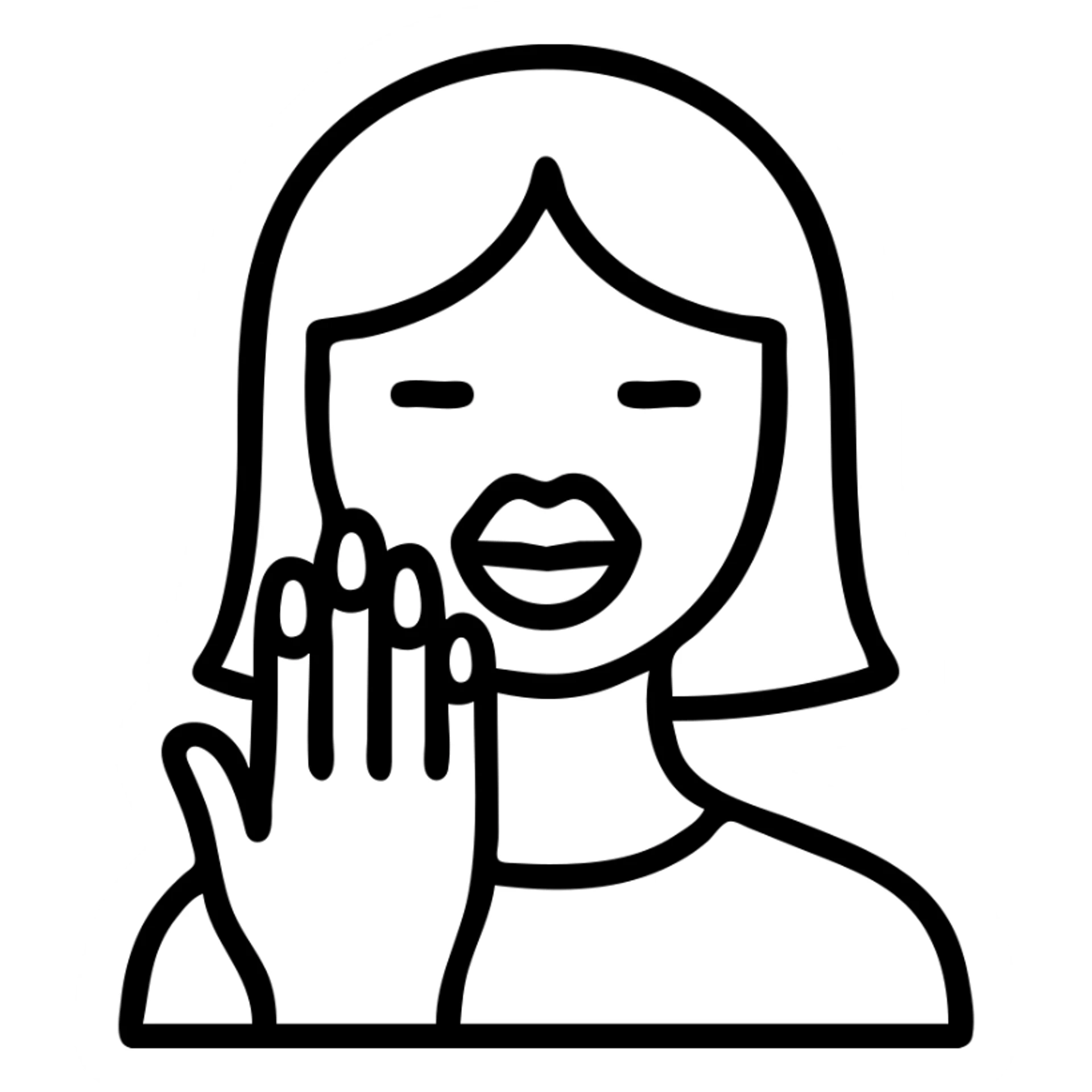 stylized icon of a girl with large lips and colorful fake nails sticker