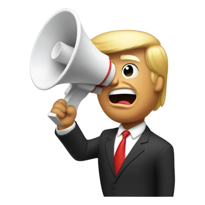 donald trump holds loudspeaker sticker