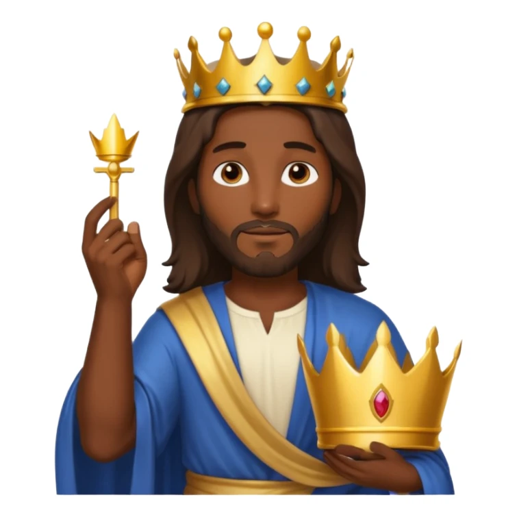 Dark skin Jesus Christ holding a crown in hand sticker