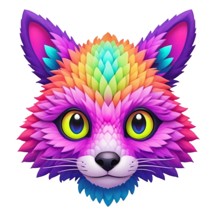 lush warm-colored modern colorful neon-colored Fakémon-Trico-creature sticker