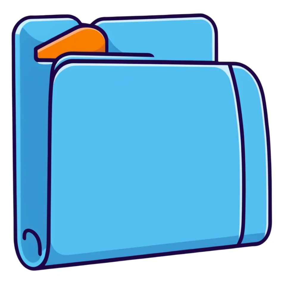 exact default Mac OS folder icon with the classic tab design in light pastel blue color sticker