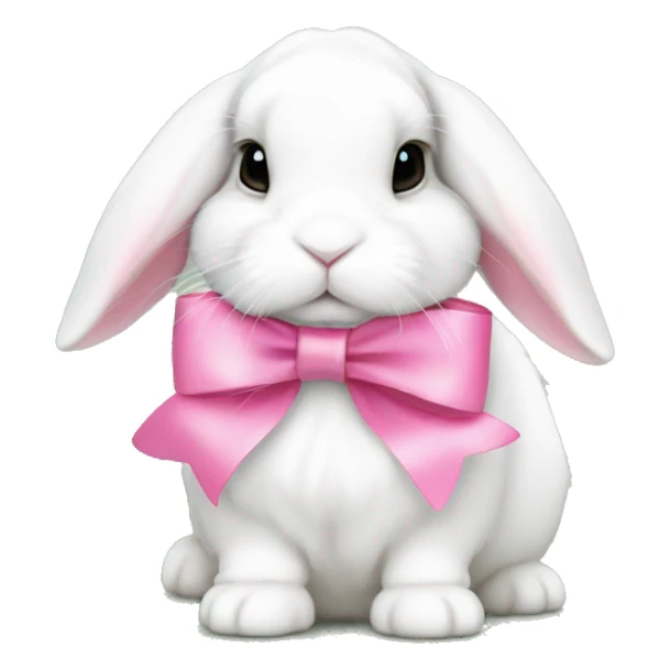 White holland lop bunny with pink bow sticker