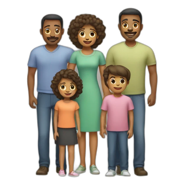 father, mother with children sticker