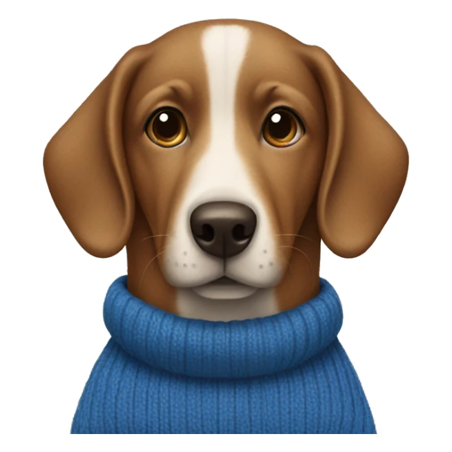brown dog wearing a blue jumper sticker