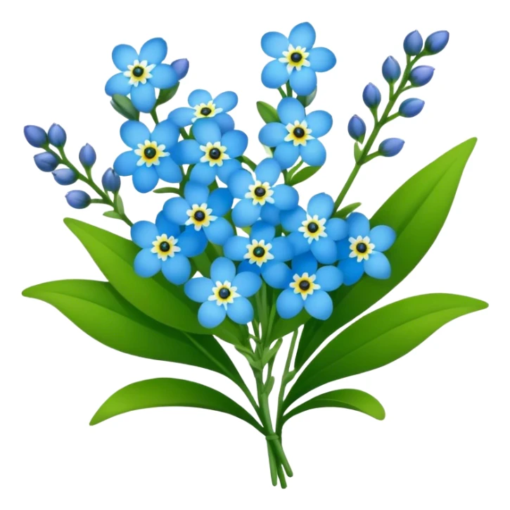 bouquet Myosotis alpestris, luxuriant, stem, leaf, bud sticker
