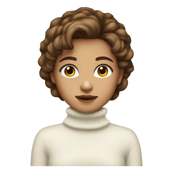 girl in white turtleneck sweater brown eyes and hair sticker